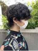 【morio池袋】黒髪ショートウルフパーマ◯