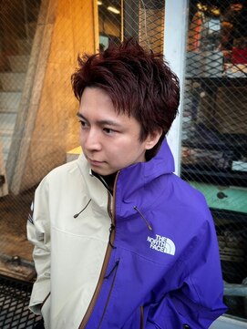 ビンゴ(BINGO) 1537ニュアンスカラーアップバング短髪ショートカシスレッド