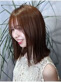 髪質改善縮毛矯正韓国風レイヤーカットダブルカラーベージュ