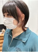【sati 伊藤】インナーカラー ピンクベージュ×ミニウルフ