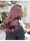 ダブルカラーピンクベージュベージュカラーケアブリーチレイヤー