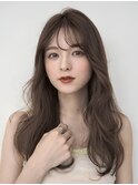 顔周りレイヤーカットくびれヘアミルクティーベージュカラー