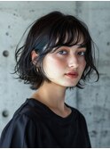 お洒落度UP☆黒髪×ニュアンスパーマのショートボブ