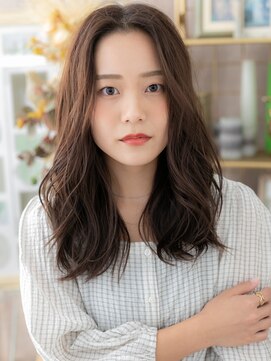 カバーヘア イヴ 戸頭店(COVER HAIR EVE) センターパート外国人風小顔波巻き抜け感ヘアa戸頭20代30代40代