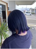 ネイビー × パープルインナーカラー