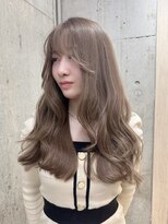 透明感ピンクミルクティーベージュダブルカラーハイライトカラー