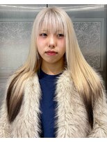 ノラ ウメダ(NORA UMEDA)&nbsp;エンドカラーホワイトブロンド抜きっぱなしデザインカラー