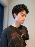 メンズ刈り上げなしアップバングビジネスショート