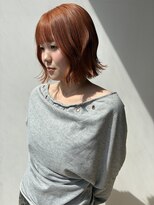 ロックス バイ マグ 松本(rocks BY MAG)&nbsp;夏カラーブリーチオレンジブラウン×切りっぱなしボブ