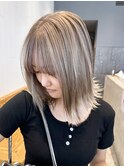 ベージュボブ_ピンクブラウン切りっぱなしボブ_ba478341