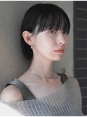 大人可愛い20代30代40代黒髪前下がりひし形小顔ボブ丸みショート