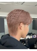 ピンクベージュ全頭ブリーチケアブリーチダブルカラー