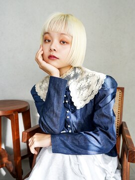 アルバム 渋谷パルコ(ALBUM) ダブルカラーボブブリーチホワイトベージュハイトーン_F50481