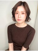 ナチュラルブラウンウェットヘアボブパーマp1戸頭20代30代40代