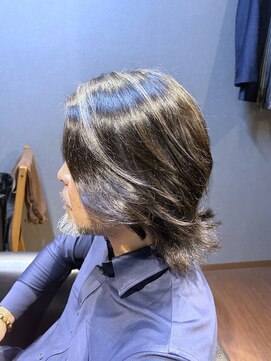 ビジネスツーブロック ミディアムロング ハイライトメッシュ