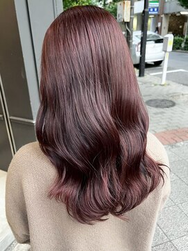 ヘアーアイスカルテット(HAIR ICI QUARTET) 透明感ピンクブラウン小顔レイヤーセミロングくびれヘア