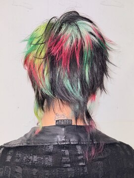 クク 渋谷(QUQU) ウルフ ショート デザインカラー ポイントカラー