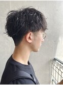 ツーブロ刈り上げアンニュイニュアンスパーマ　マッシュヘア