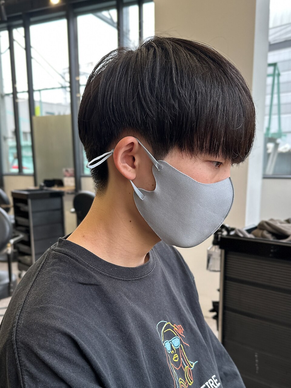 黒髪マッシュナチュラルマッシュメンズヘア韓国ツーブロック