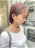 マロンピンクダブルカラーインナーカラーハイライトベージュ韓国