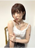 オレンジブラウン×切りっぱなしボブと顔周りレイヤー