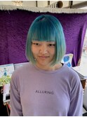 ターコイズブルーグラデーションボブ