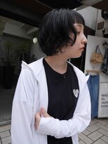 アクアオモテサンドウ(ACQUA omotesando) △癖毛風ボブパーマミディアムゆるふわパーマブルーブラック