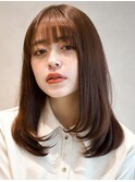 ミディアム　ベージュ　ウルフカット　デジタルパーマ　ボブ
