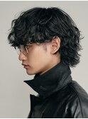 大分緩めシャドウパーマメンズカットマッシュウルフマレットヘア