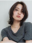 くびれミディアム×地毛風グレージュ/タッセルボブ/くすみカラー