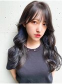 ハイライト☆暗髪☆グレージュ☆シースルーバング☆韓国