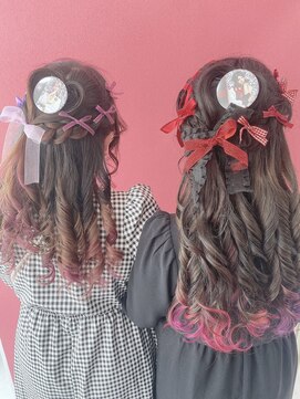 アミカ(Amica) 刀剣乱舞刀ラブ/編みかけハート編みこみハーフアップ/双子コーデ