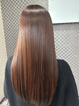 髪結 花鳥風月 オレンジブラウン×艶髪ロング　白髪染め髪質改善