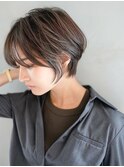 秋色オリーブカラーくすみベージュ透明感カラー黒髪小顔_F0392