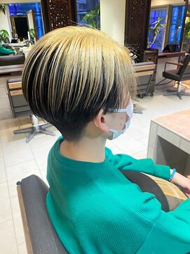 ヘアリゾート粋 ティガ 池袋店(tiga) アンブレラカラー/イエローベージュ/ショート