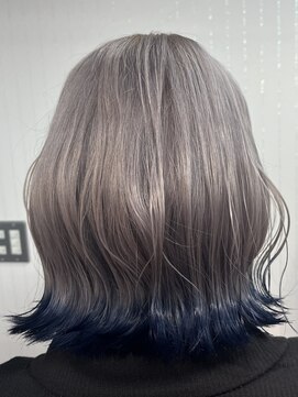 ウサギジュニア(ウサギjr.) シルバー×ブルー エンドカラー ダブルカラーブリーチ2回