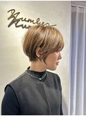 大人可愛い20代30代40代丸みショートボブ/ハンサムショート