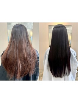 大人女性の髪質に合わせた最高品質の薬剤を使用◎ダメージを補修し、毛先まで艶やかな美髪へ導きます。