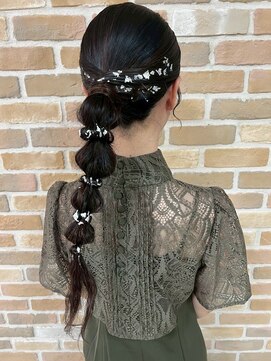 セットアップ 倉敷美和店(SET-UP) 結婚式/お呼ばれヘア/ヘアセット/編みおろし/銀粉アレンジ/小顔