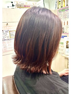 ハナビ(hanabi) 髪質改善 外はねボブ ピンクブラウン 縮毛矯正