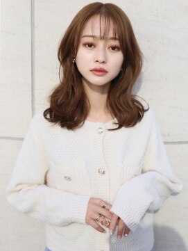 ロエナ(ROENA) 2030代40代50代アプリコットオレンジハイライトカラーくびれヘア