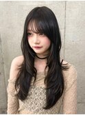 チャコールグレー/ココアグレージュ/ミディアムレイヤーカット