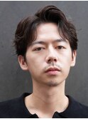 大分フェザーパーマメンズカットラウンドマッシュセンターパート