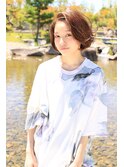 大人可愛いショートボブ~かきあげバングスタイル~