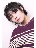 大人かわいい黒髪ショートボブウルフベース1202