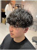 波巻きスパイラル刈り上げマッシュ