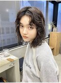 ミディアムパーマ　ボブ　スパイラルパーマ　くるくるパーマ