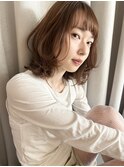 ミディアムレイヤー顔まわりレイヤーワンカールボブレイヤーボブ