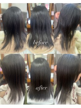 ヘアーメイクフィリックス 学園店(HAIR MAKE FELIX)の写真/憧れのサラツヤ髪に！酸性ストレートでブリーチ毛にも優しく、憧れの髪質へ☆