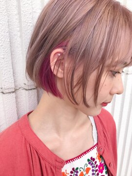 インナーカラーピンクアッシュボブ L オンリーワン Only One のヘアカタログ ホットペッパービューティー